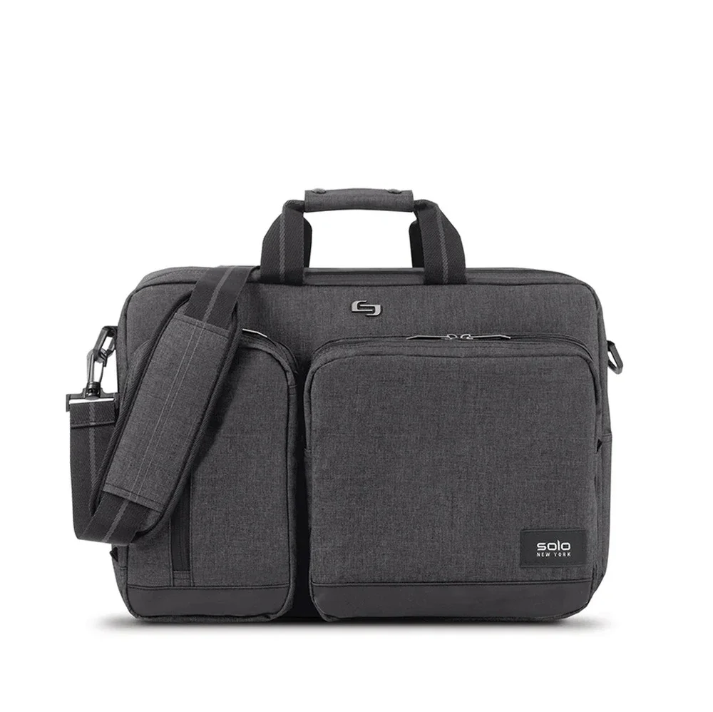 Solo New York Duane Hybrid Briefcase Backpack 15.6 Laptop Bag Travel Grey EUC